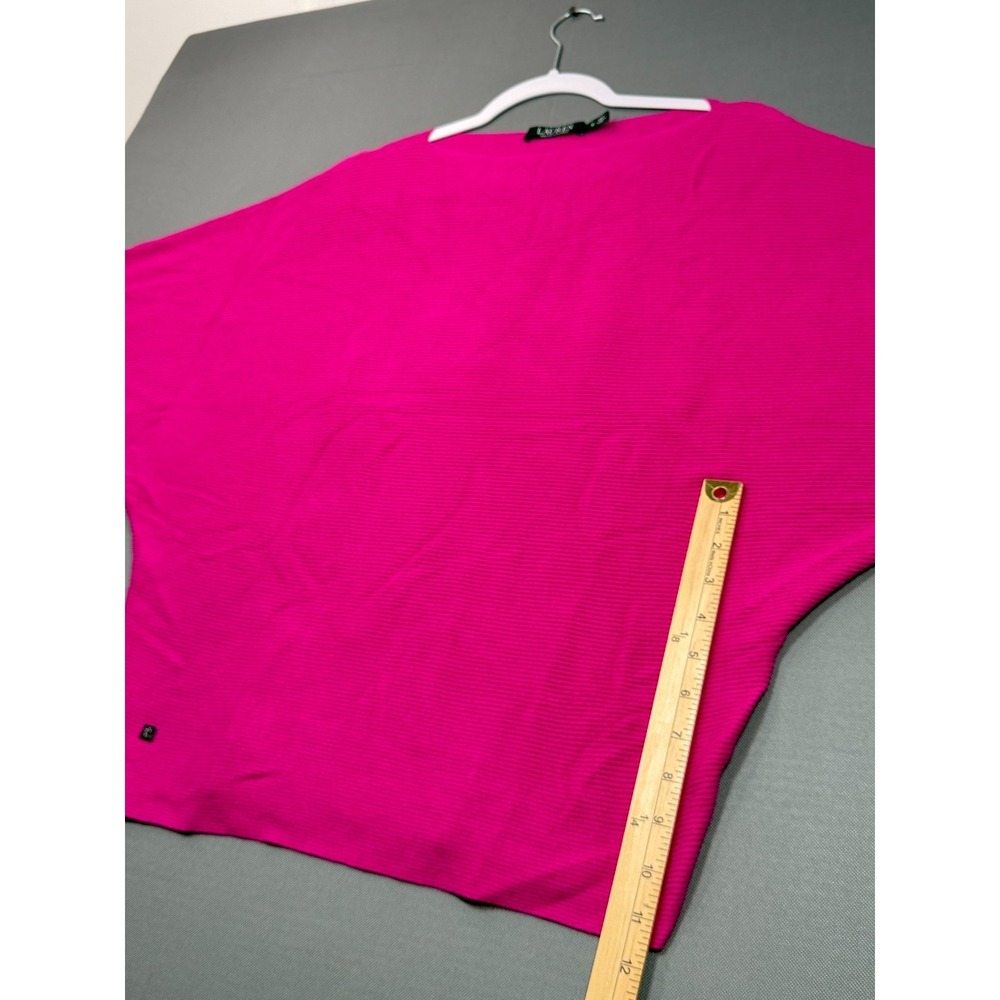 Lauren Ralph Lauren Hot Pink Ribbed Knit Dolman Sweater Boatneck Women's Medium - Picture 5 of 12